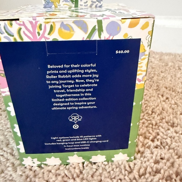 Roller Rabbit Floral Pattern Gift Box with Navy Panel - Picture 3 of 6